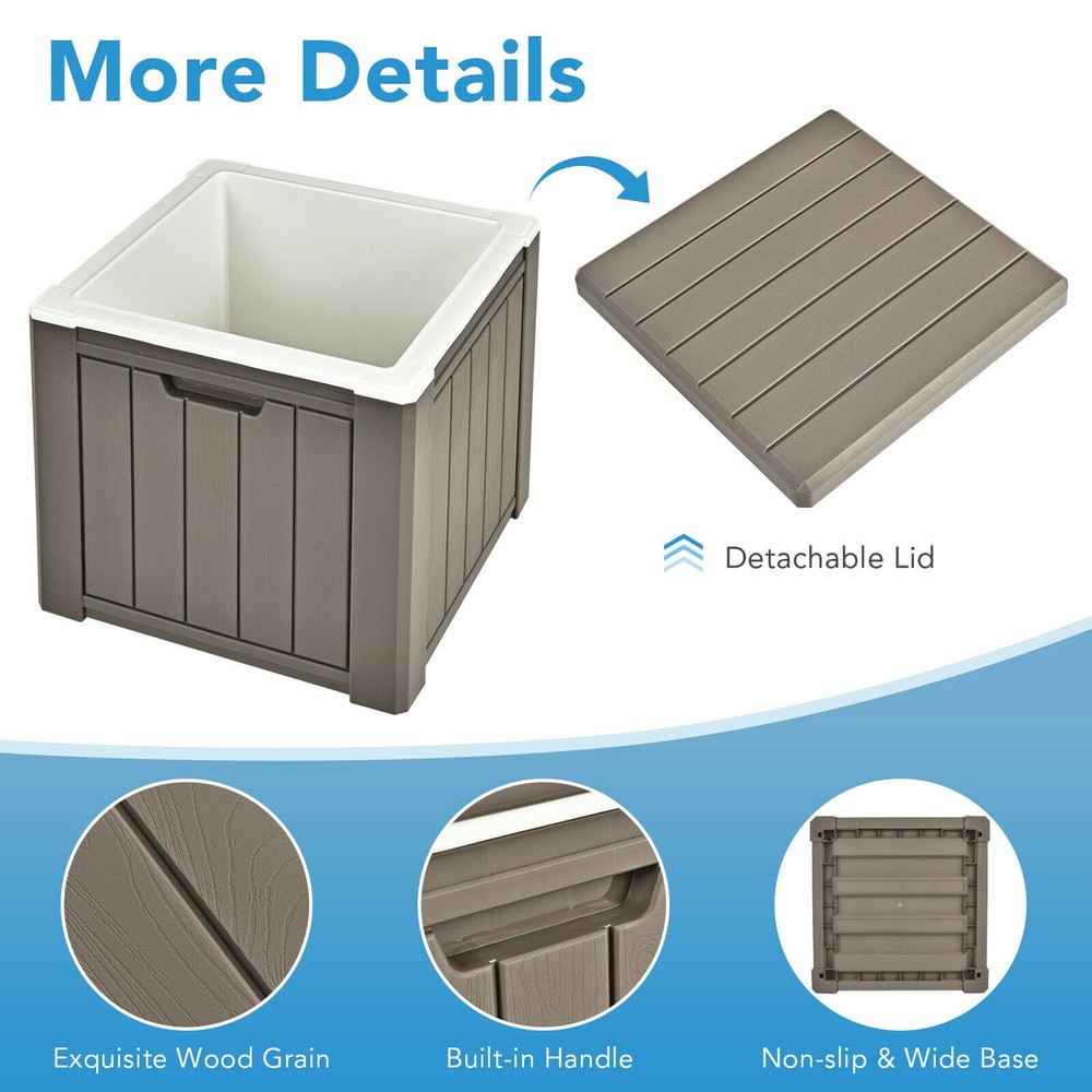 Patio 10 Gallon Ice Cube Cooler Box Table Stool Storage W/Handle Brown