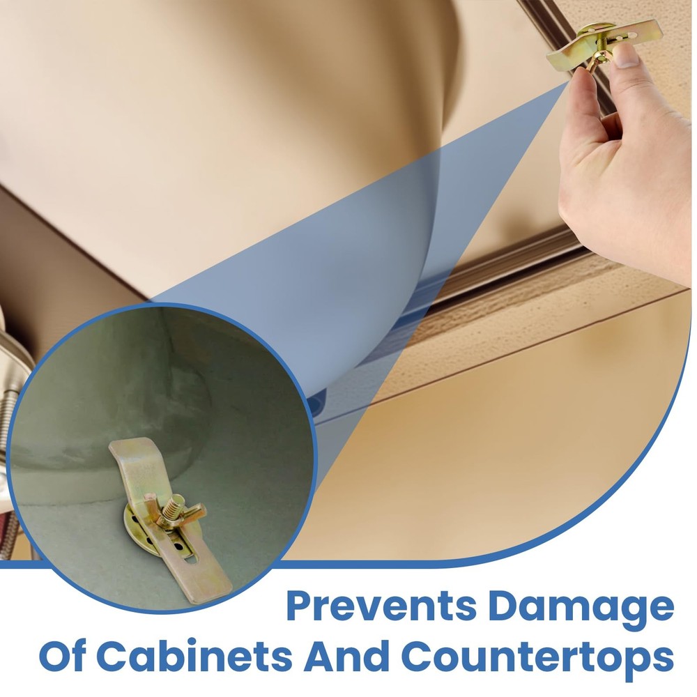 Undermount Sink Clips Brackets Countertop Secure Support Gold 8 PCS Brackets