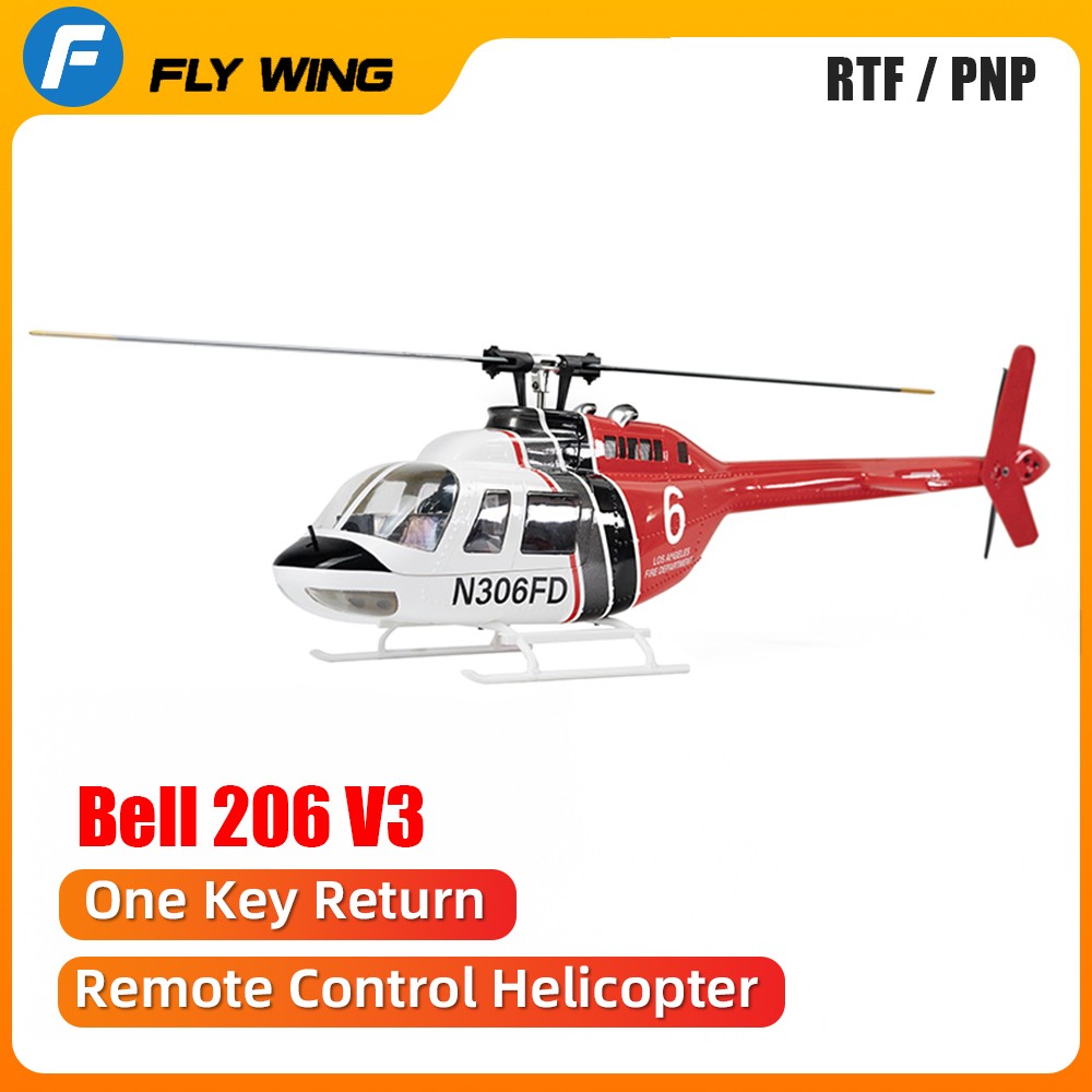 Flywing Bell 206 V3 6CH 3D GPS Hovering Auto Return RC RTF Helicopter 2 Battery