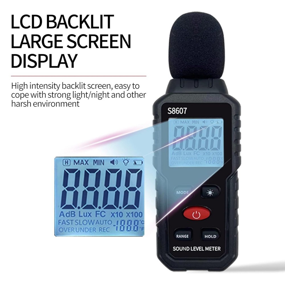 Industrial Sound Level Meter Decibel Reader 30-130dB for Noise Pollution Test