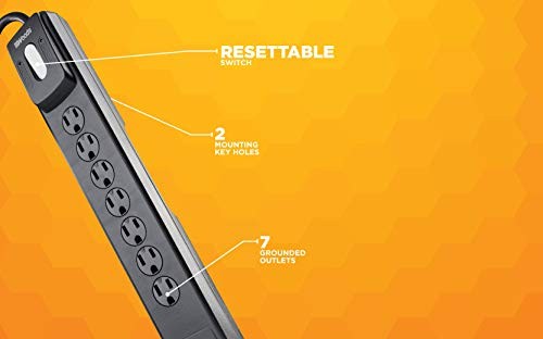 Surge Protector with Safety Overload Feature One Size, Black