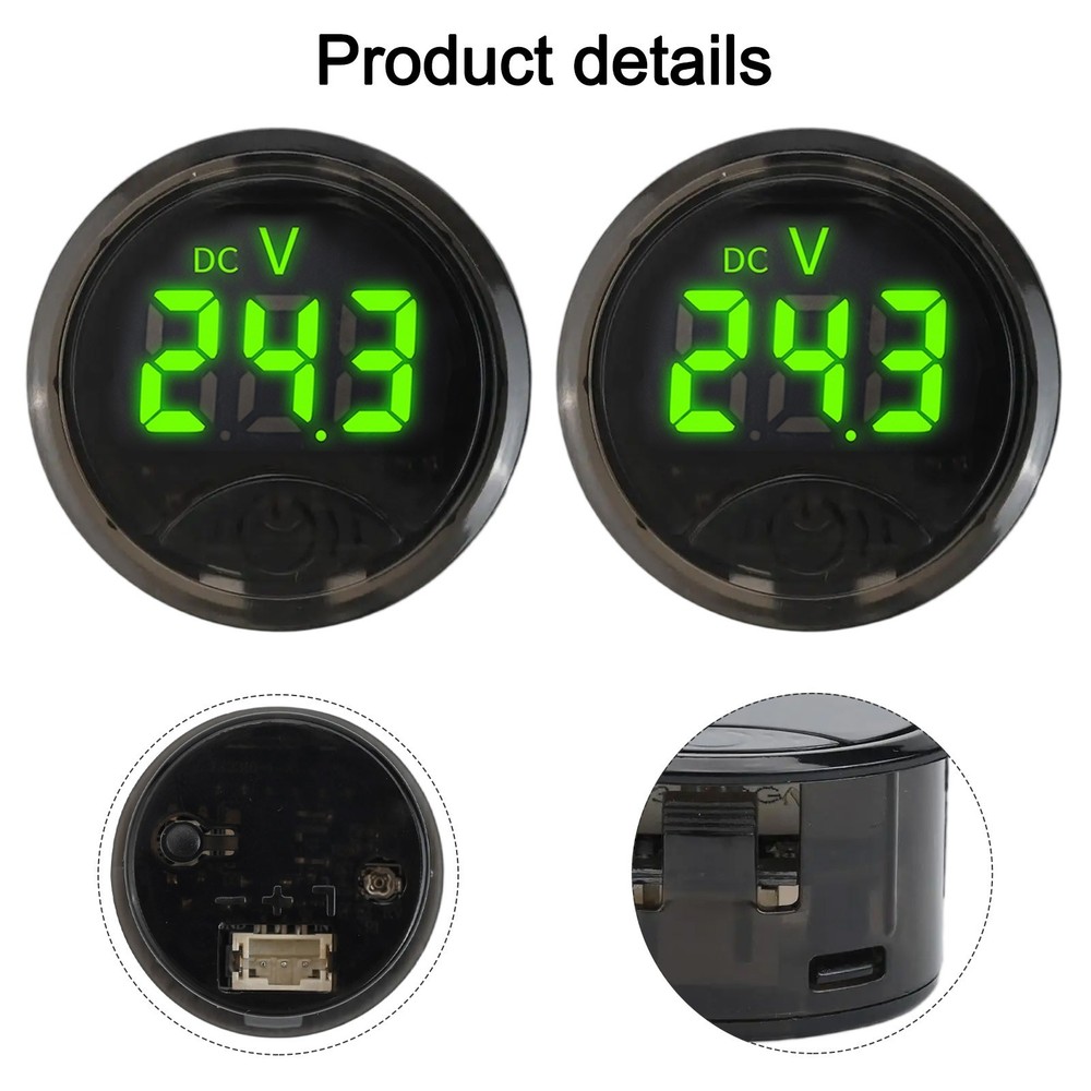 Round Digital Voltmeter with LED Display and Touch Operation for Batteries