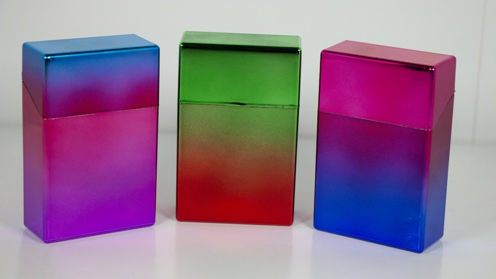 12 Assorted Gradient Design Push Open Cigarette Case Pack Holders for 100mm