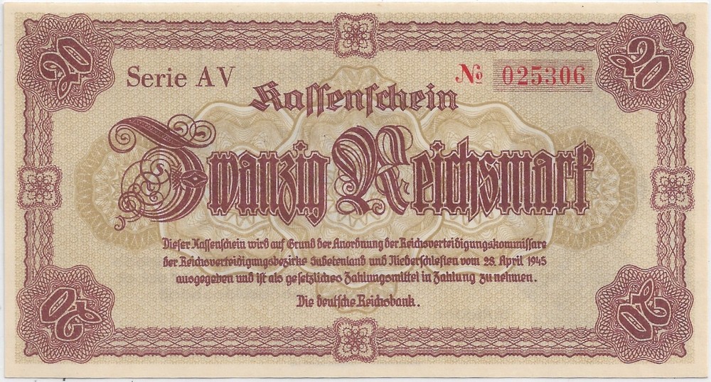 Germany: 20 Mark Note, Kr #187, UNC (53974)