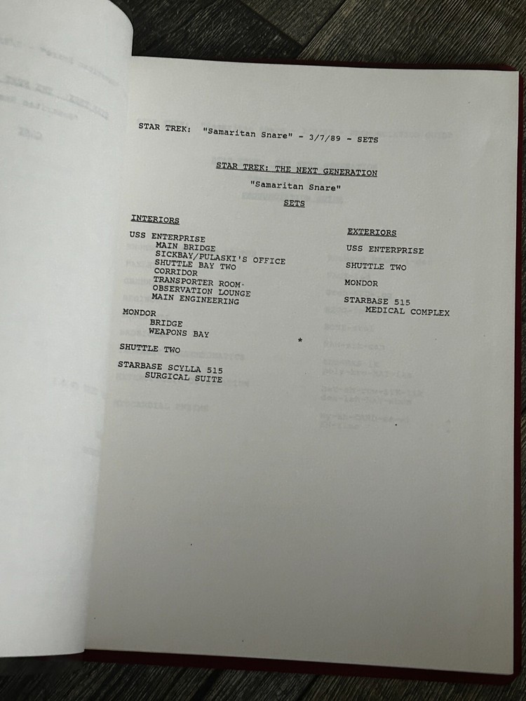 STAR TREK Script The Next Generation Samaritan Snare 3rd Revised Final Draft