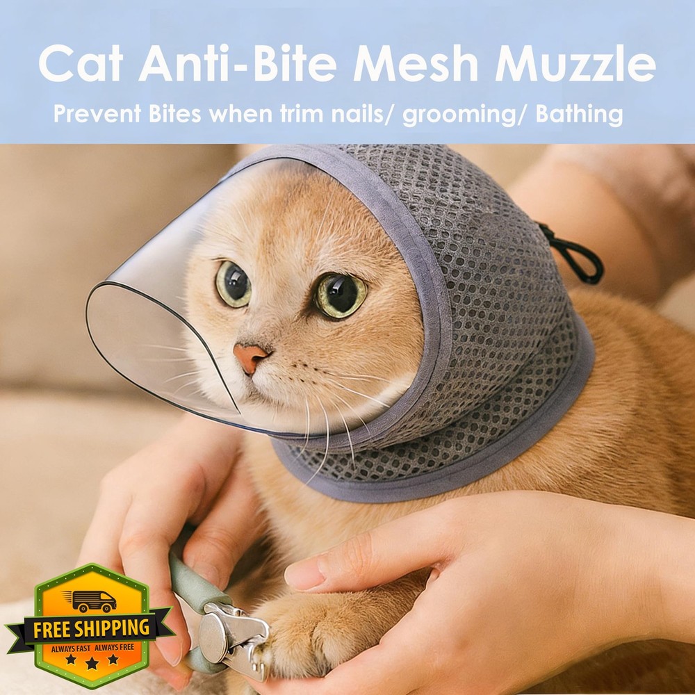 Clorvint Cat Muzzle Grooming M Breathable Mesh Biting Control