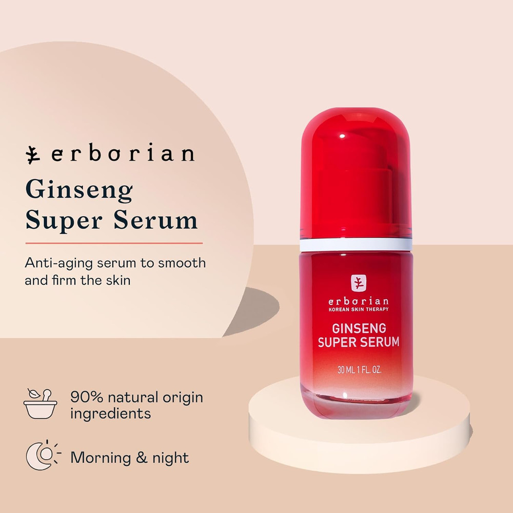 Ginseng Super Serum, Anti‑Aging, Hydrating Peptide Complex, Smooths Texture & Ev