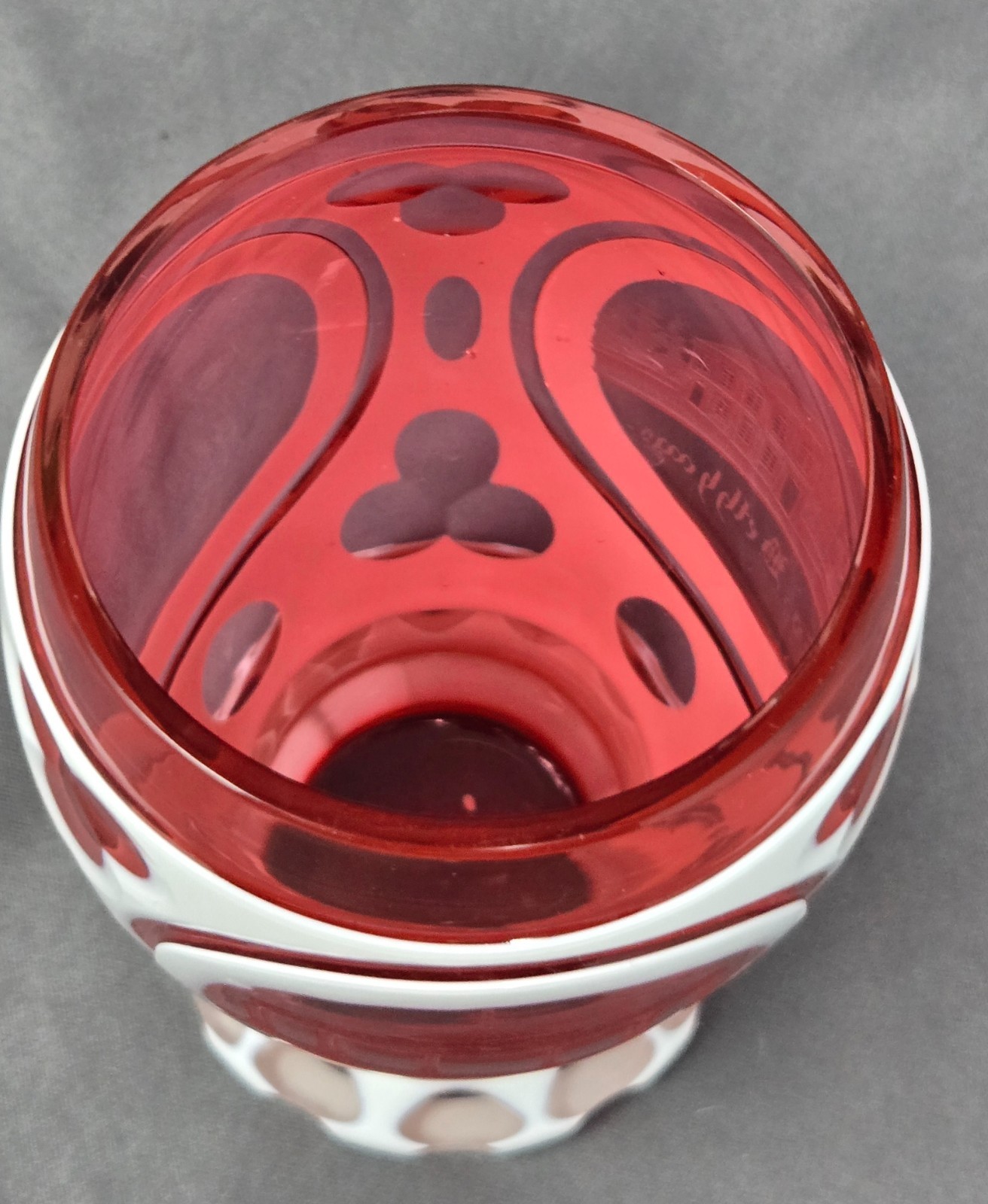Bohemian / Germanic White Cased Cut to Cranberry Spa Glass Mid 1800s