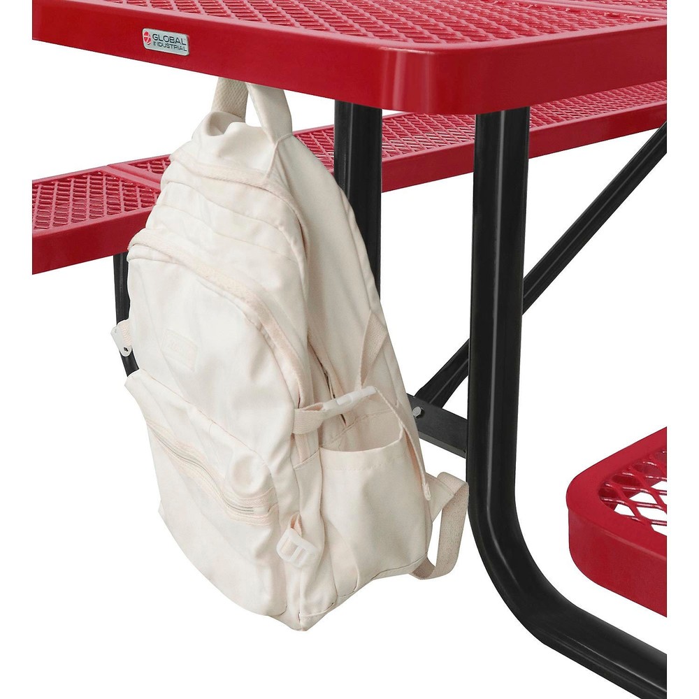 Global Industrial 8'L Rectangular Picnic Table Expanded Metal Red
