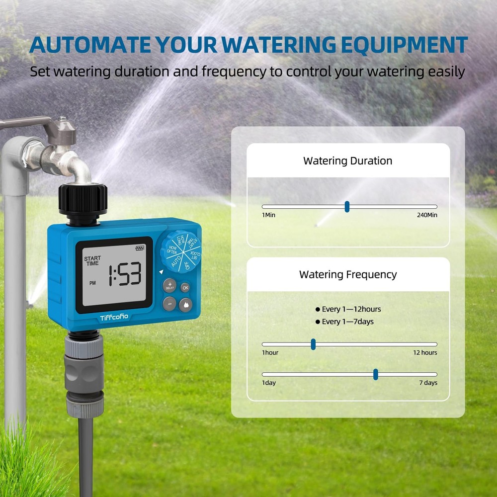 TiFFCOFiO Sprinkler Timer Outdoor, Digital Pogrammable for 1 PACK, Blue