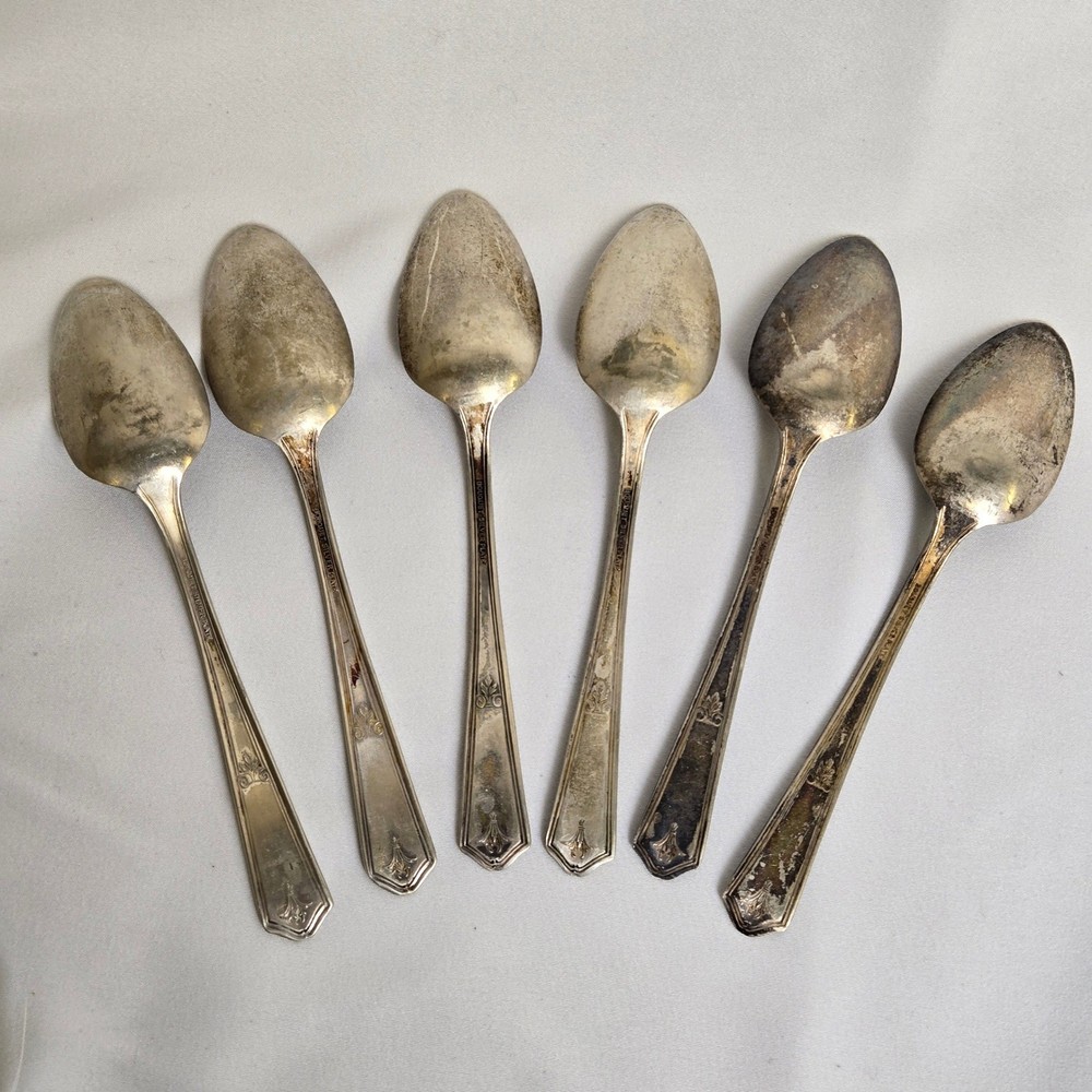 Bouquet Pattern Silverplate Teaspoons, 6", Set of 6, Vintage