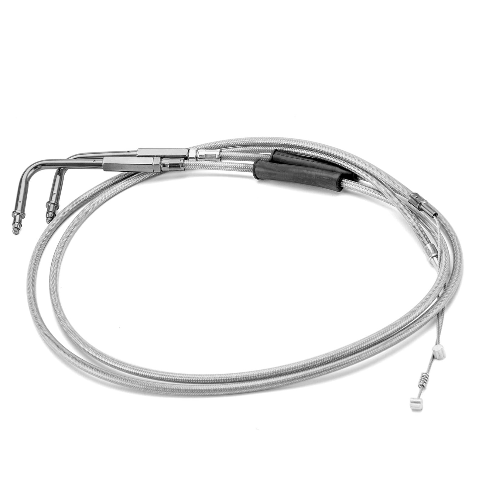 Extended Length Throttle and Idle Cable Kit Compatible with Harley 44 Chrome