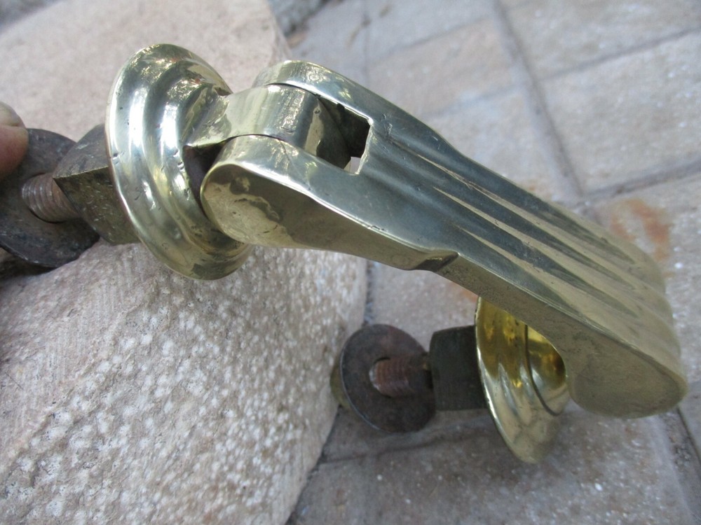 Vintage Solid Brass Complete Door Knocker Architectural Salvage Old Hardware