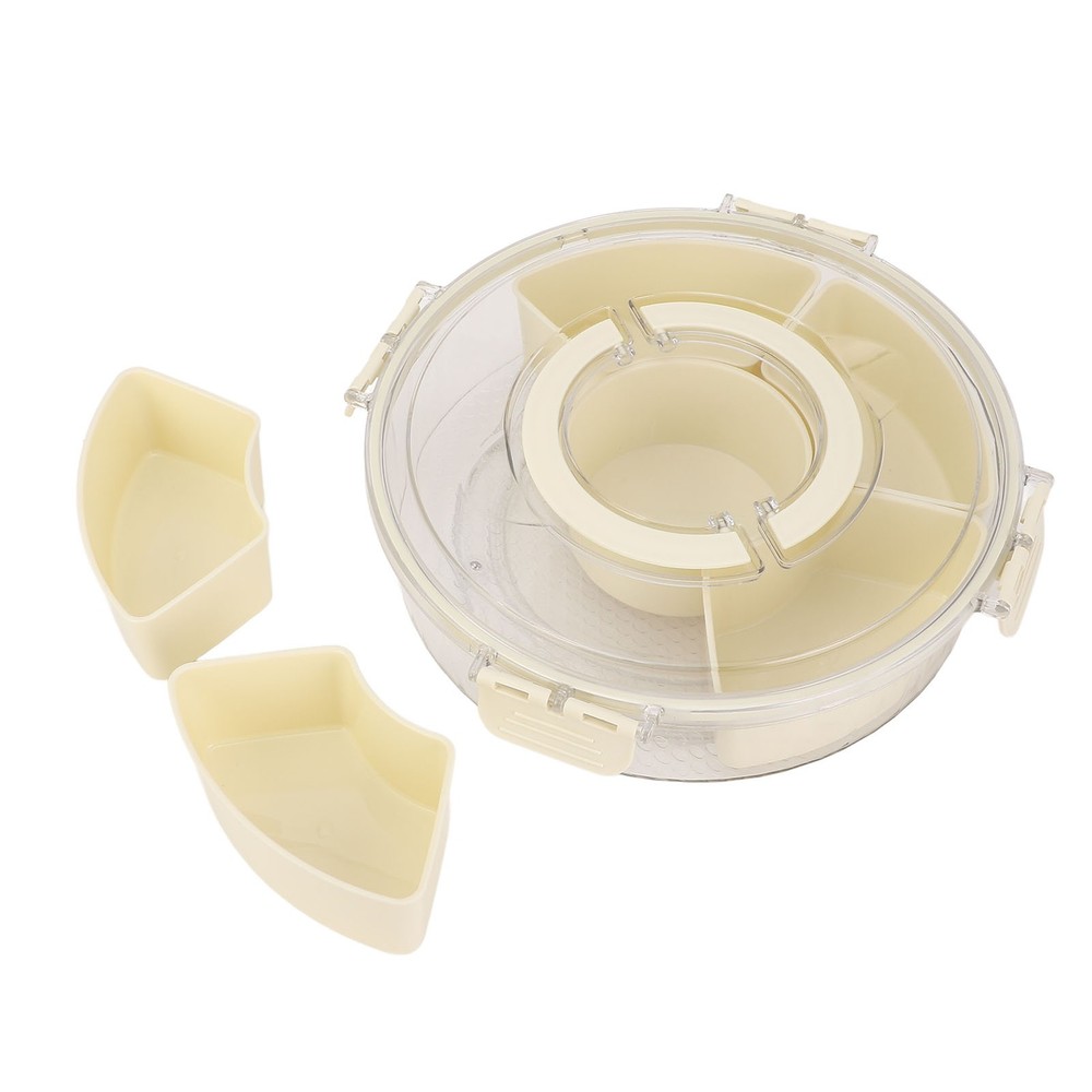6 Compartment Compact Rotating Snack Tray Storage Container 360° Rotatable