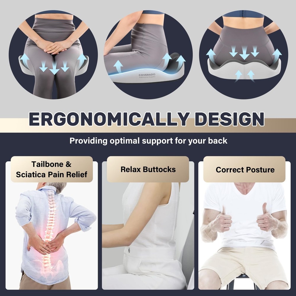 Memory Foam Car Seat Cushion for Sciatica, Tailbone & Back Pain Relief