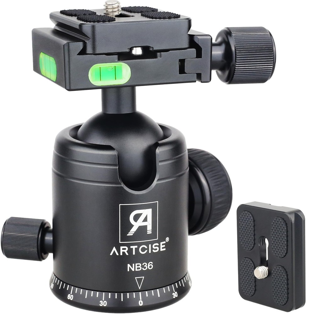 ARTCISE Tripod Ball Head Camera Mount 36mm Diameter Black