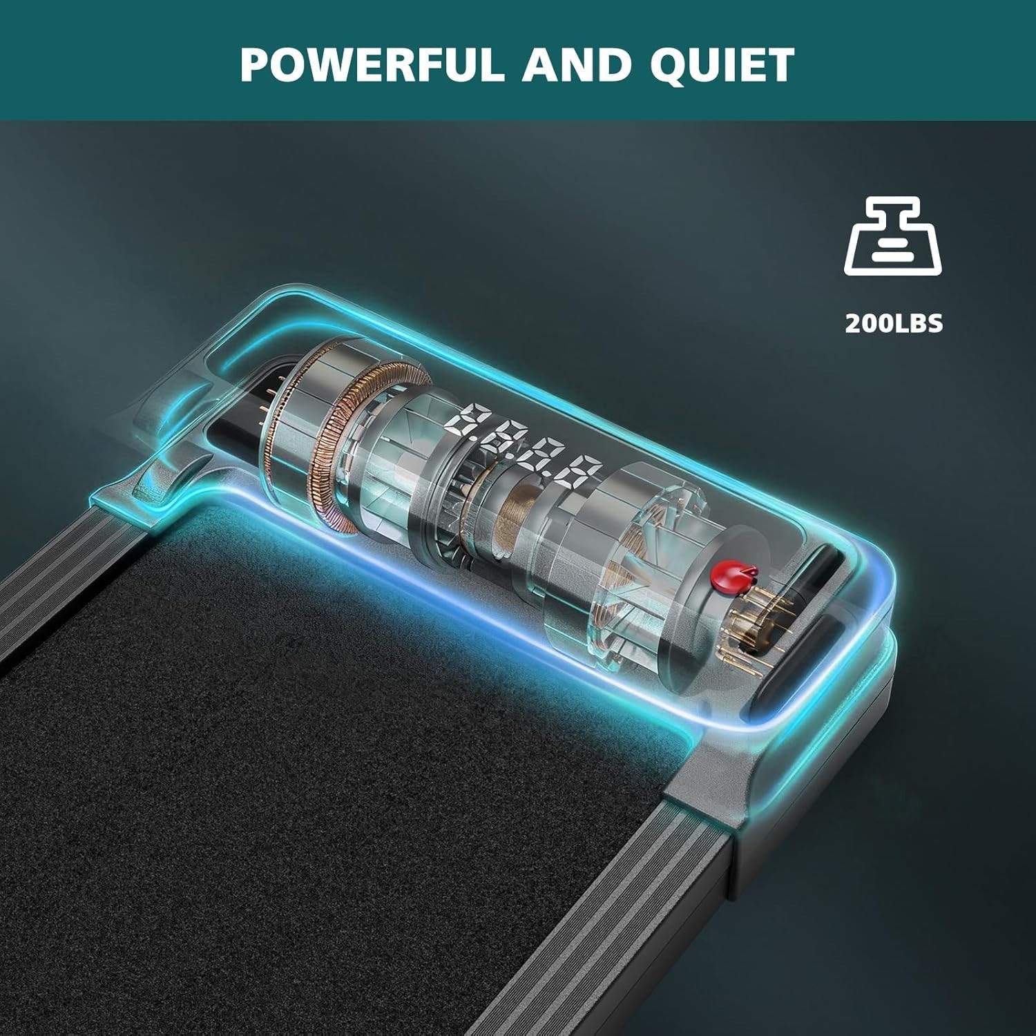 Smug Compact Armless Treadmill, Space Saving Design for Home & Office, Quiet Und