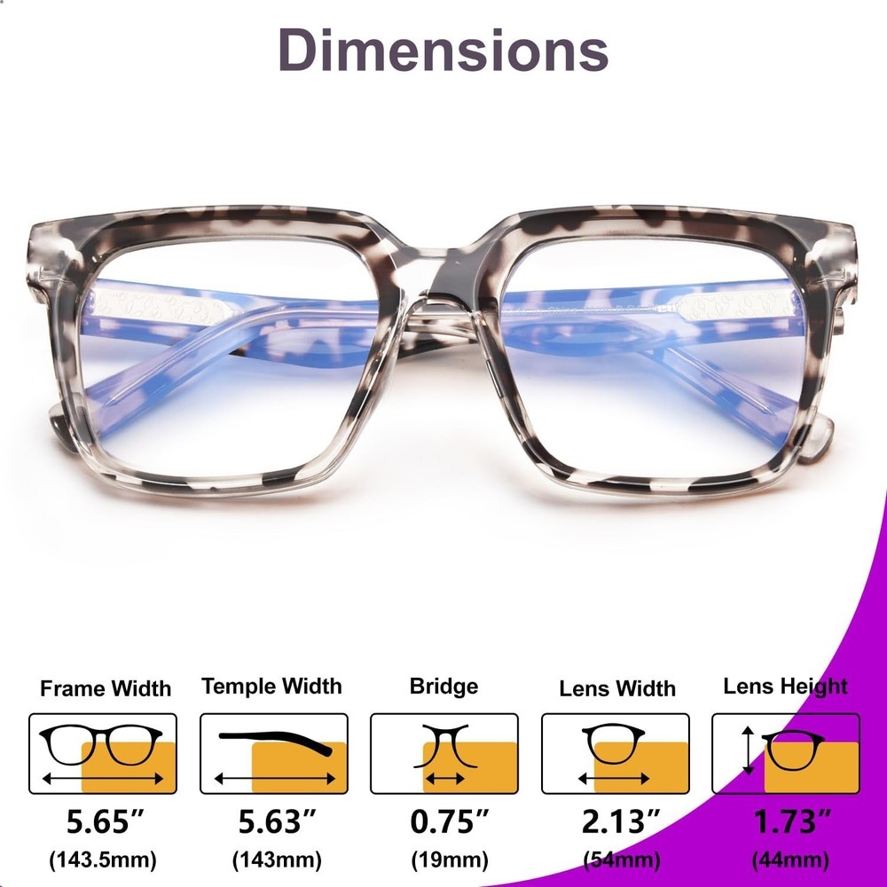 Rectangle TR90 Blue Light Blocking Glasses Computer Eyewear with Preppy Look ...