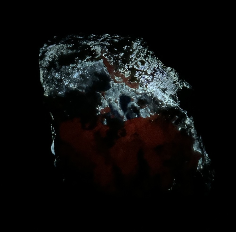 1503 Gr. Fluorescent Scapolite Cluster W/ Fluorescent Phosphorescent Hackmanite