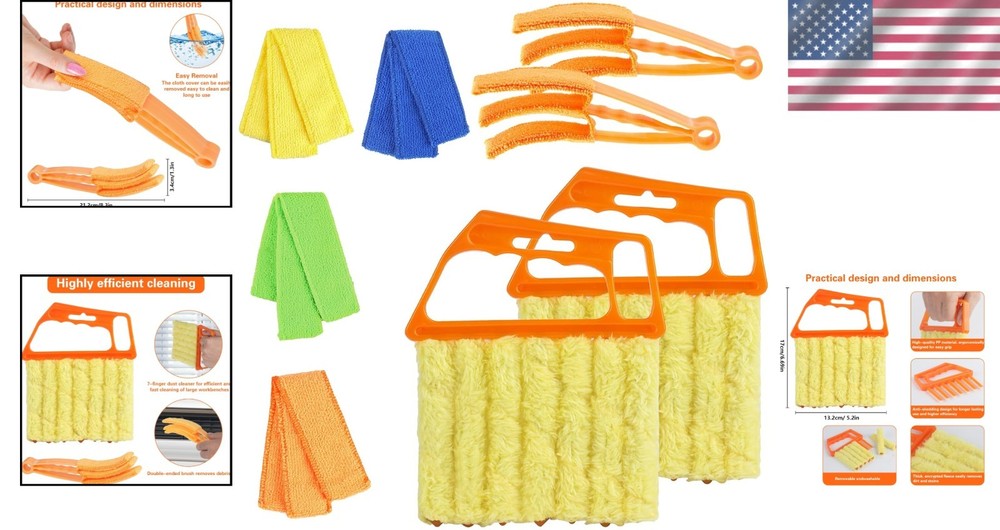 4Pcs Ergonomic 7 Finger Window Blind Cleaner Duster Tool - Effortless Dusting