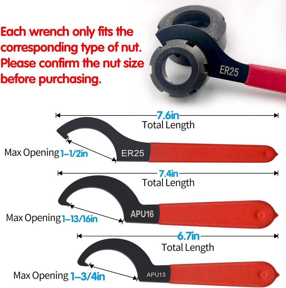 6Pcs Coilover Spanner Wrench Set, C-Shape Shock Spanner Hook Wrench Tools