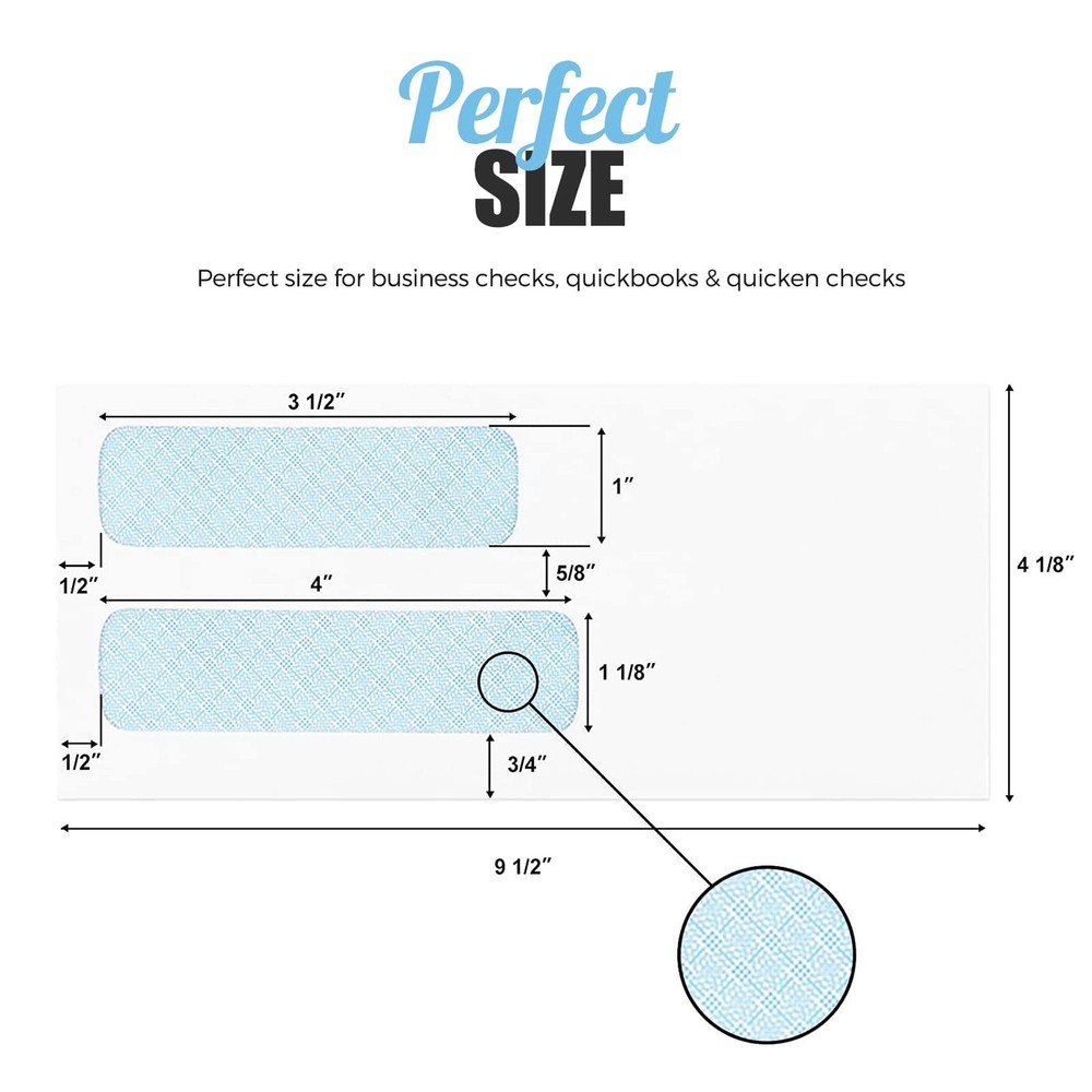 ACSTEP #10 500Pack Double Window Envelopes Self Seal Security Envelopes For B...