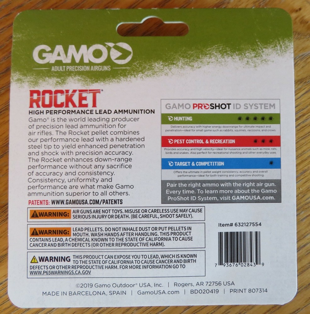 Gamo Rocket Pellets .22, 100 pk.