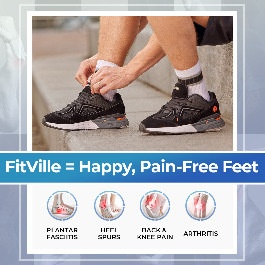 FitVille Men's Extra Wide Sneakers Arch Fit Walking Shoes Memory Foam Cushion