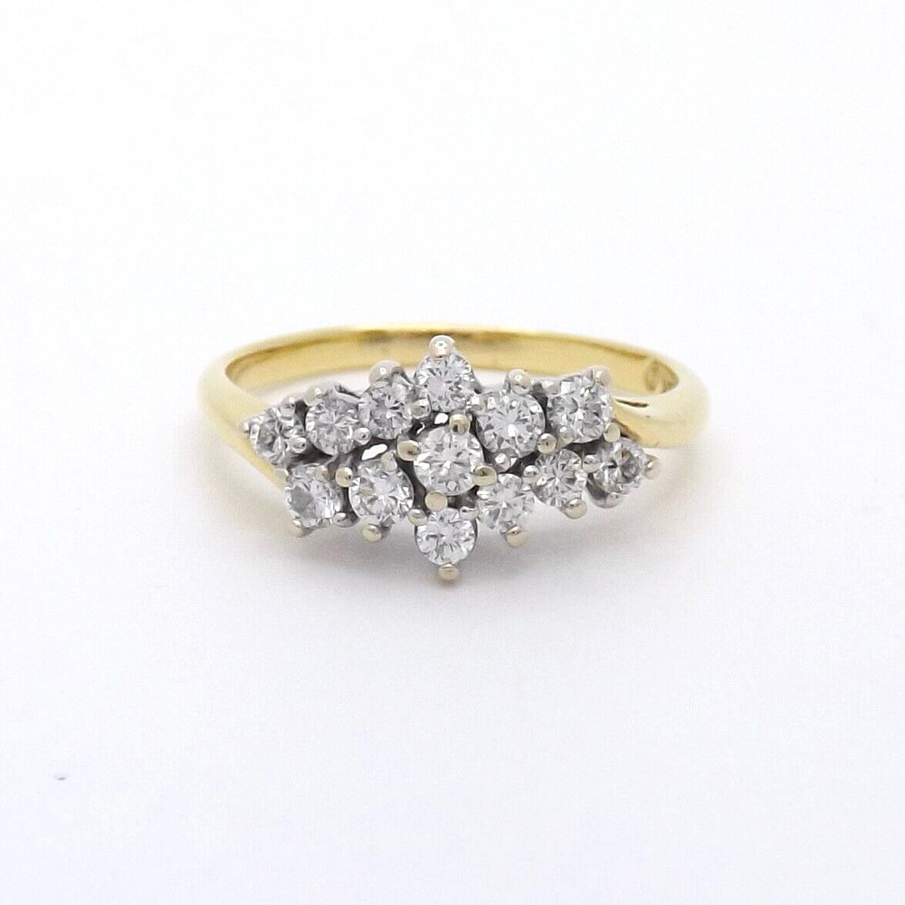 Solid 18k Gold Diamond Waterfall Bypass Wedding Anniversary Band Ring Setting