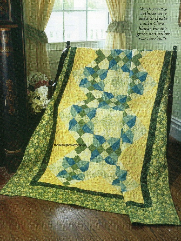 Lucky Clover Quilt Pattern Pieced LF