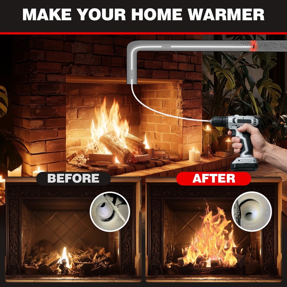 Chimney Sweep Kit with 8 Flexible Rods - Chrome Locking System