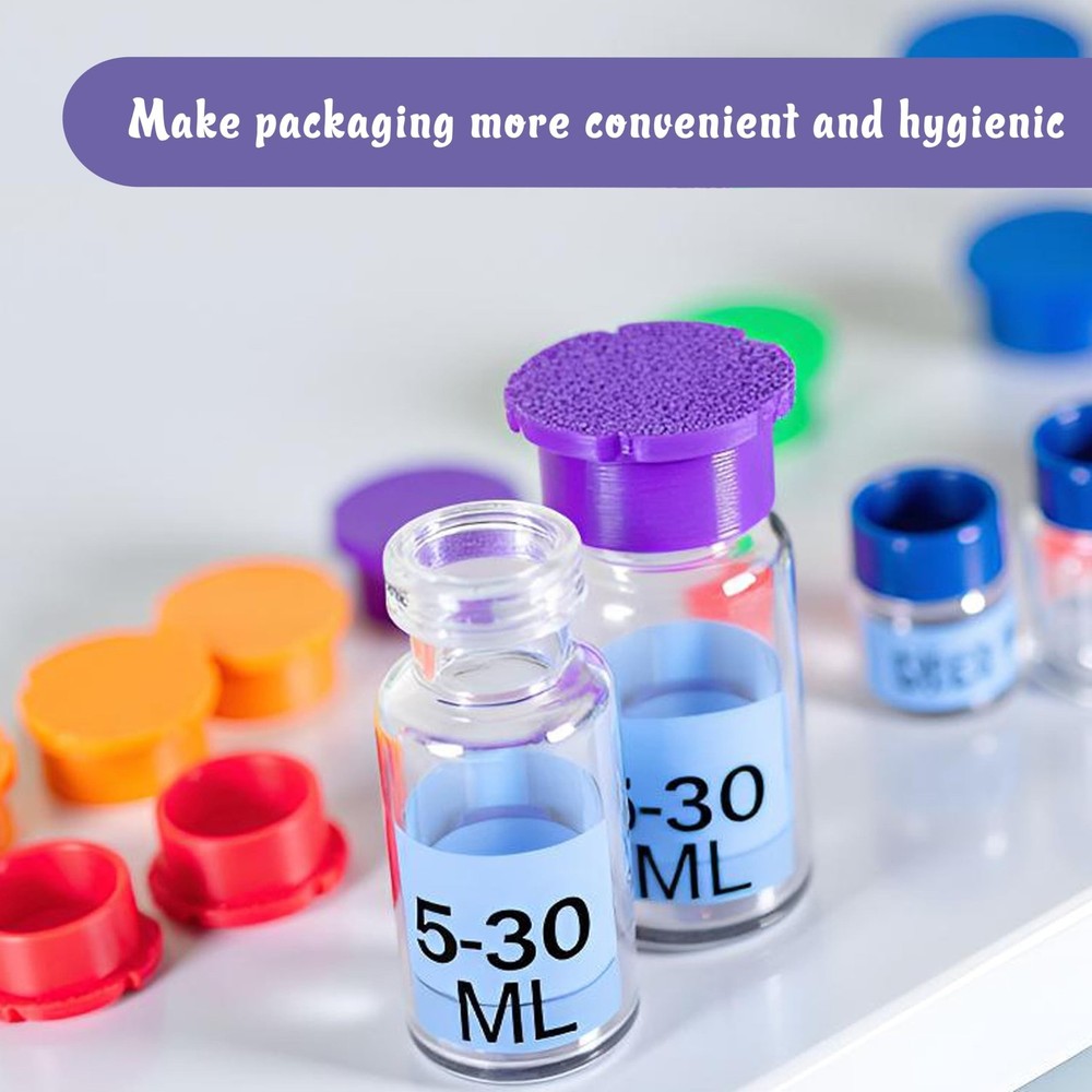 16 Pack Glass Vials Protective Vial Caps – 8 Assorted Colors, Leak-Proof D