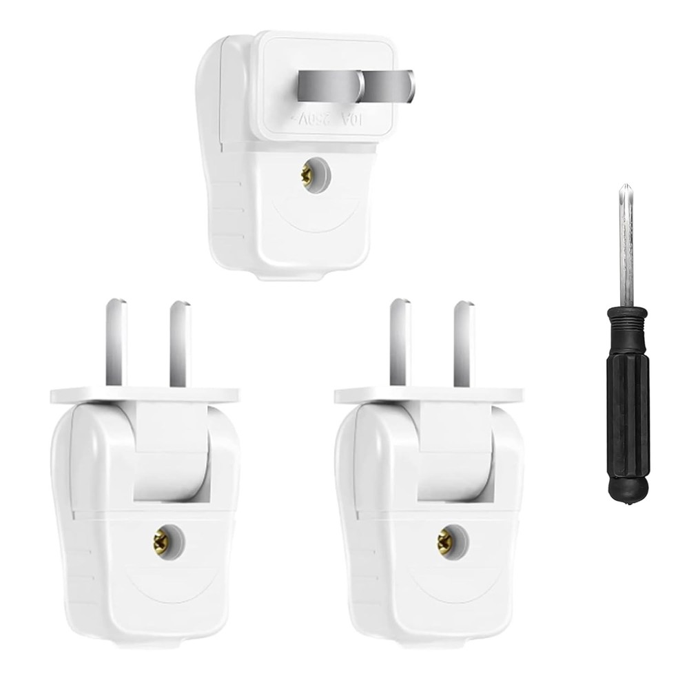 3 Pcs 2 Prong Replacement Plug Rotatable w/ Tool
