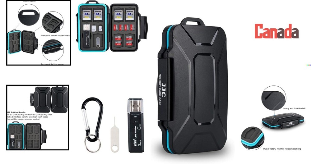 Multi-functional Memory Card Case - Waterproof - 27 Slots - USB 3.0 Card Reader