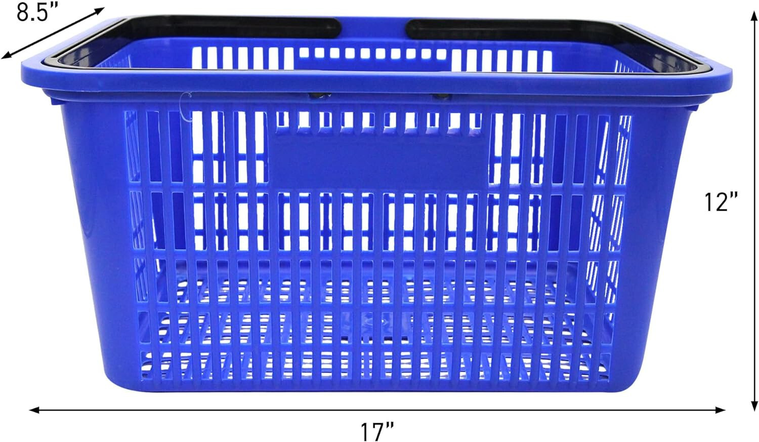 Blue Shopping Basket Plastic Retail Merchandise 12" x 17" Supermarket Handles