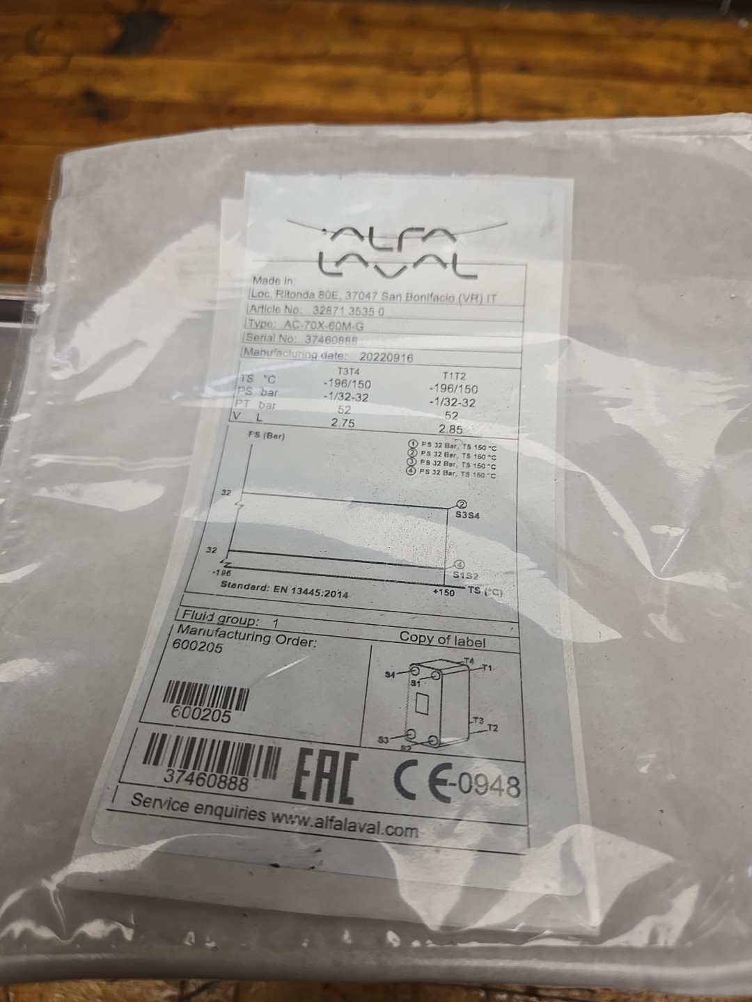 * Alfa Laval AC-70X-60M-G Brazed Plate Heat Exchanger NEW