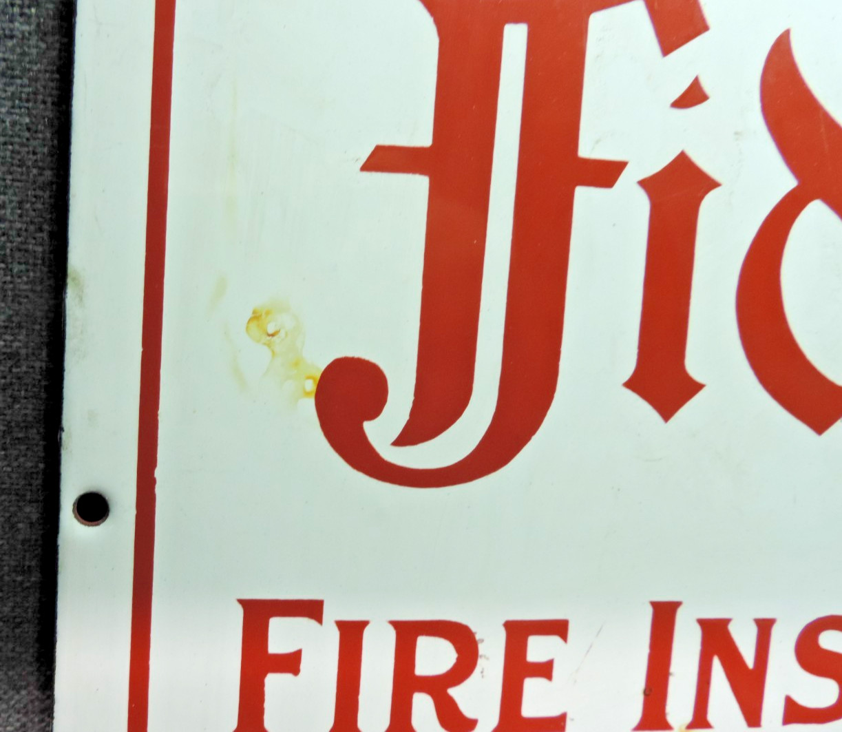 Ing Rich Fidelity Fire Insurance Co. of New York Porcelain Sign Vintage Display