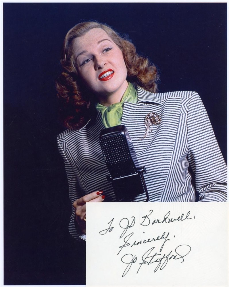 Jo Stafford- Signed Index Card