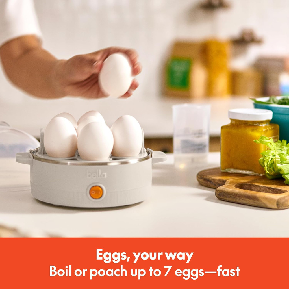 Electric Egg Cooker, 7 Eggs Capacity Tray, Single Stack, for Poached, Scrambled