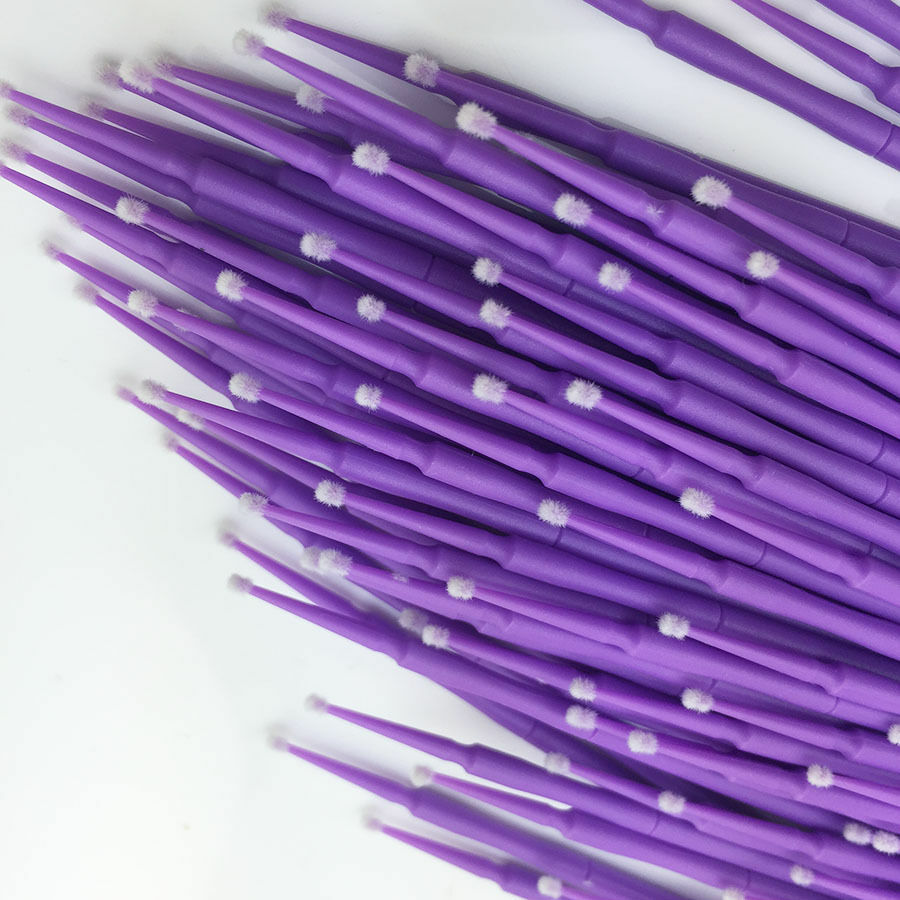 100 Pcs Dental Disposable Small Micro Applicators Micro Brushes Purple 1.5mm