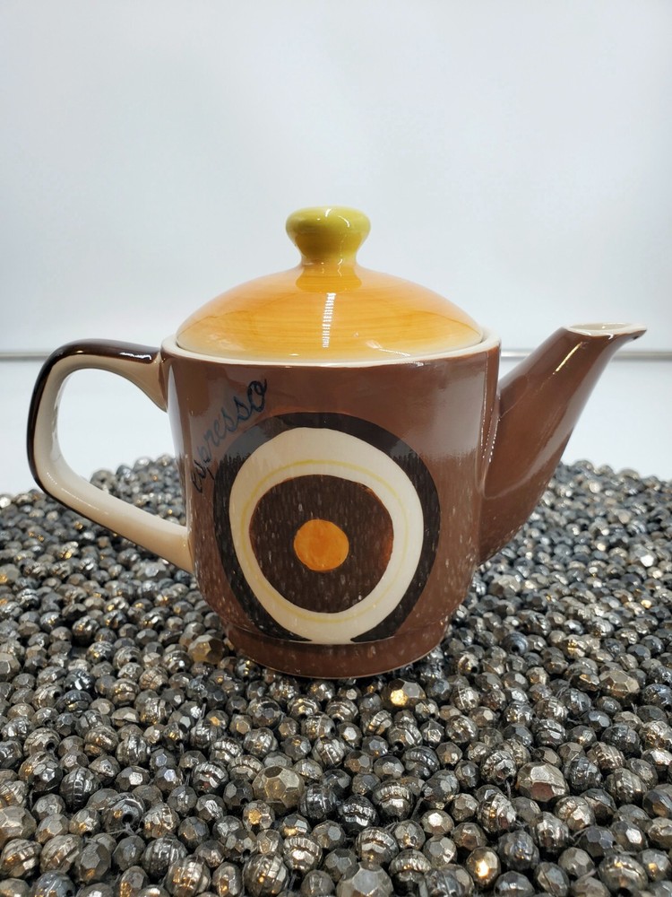 Hues N Brews Teapot for one Brown espresso Java Mocha (C36)**