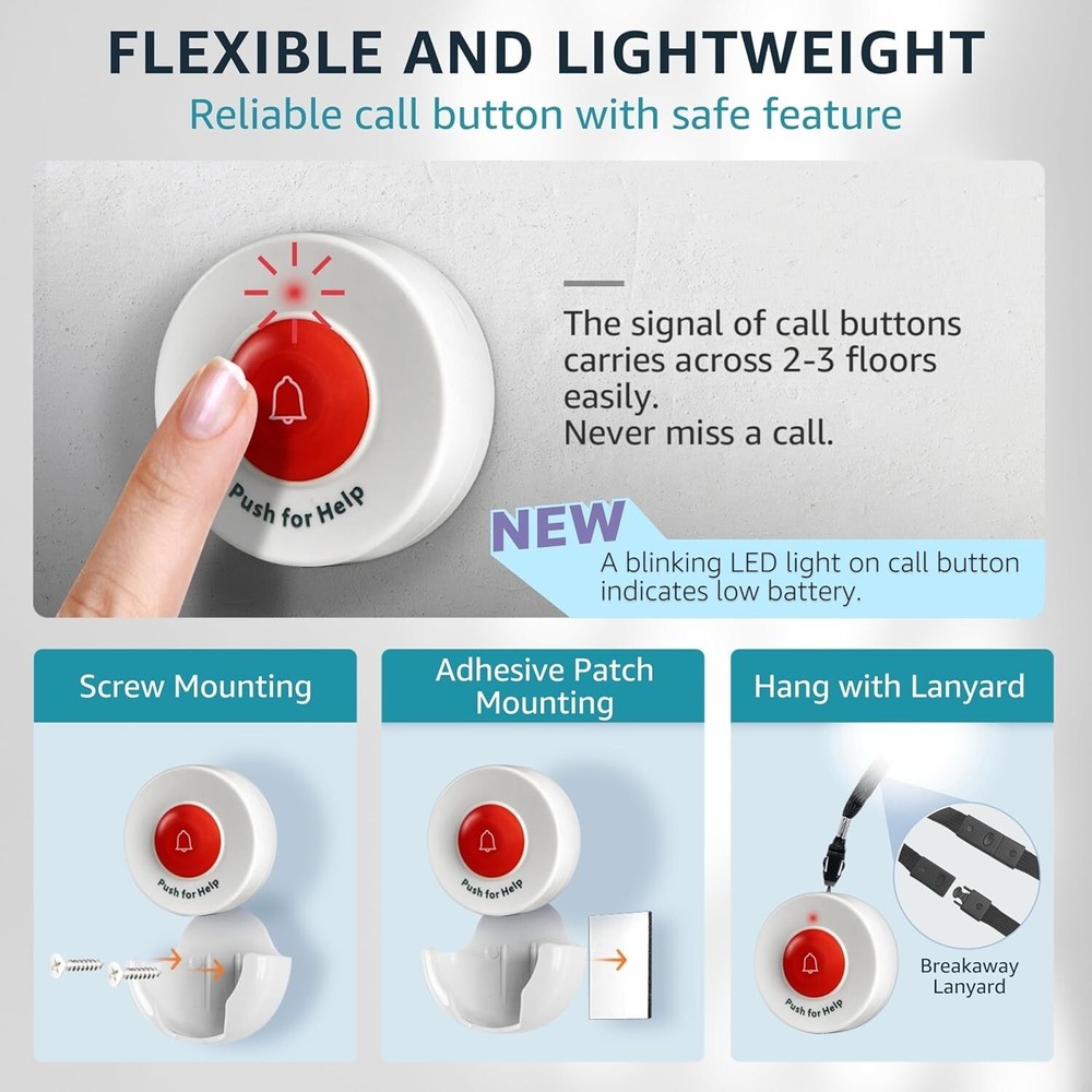 Touch-Controlled Caregiver Alert System - Wireless with Long-Lasting Battery