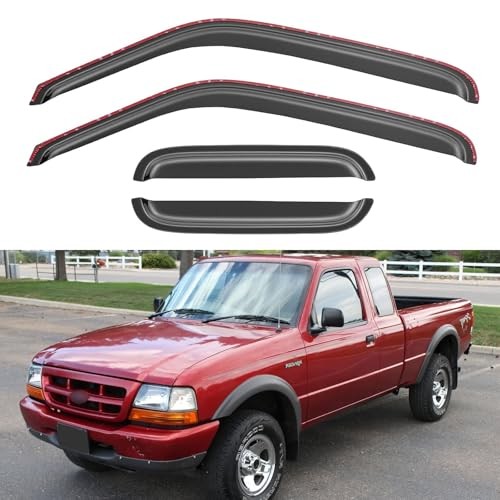 in-Channel Window Visors Rain 1993-1998 Ford Ranger SuperCab / Extended Cab
