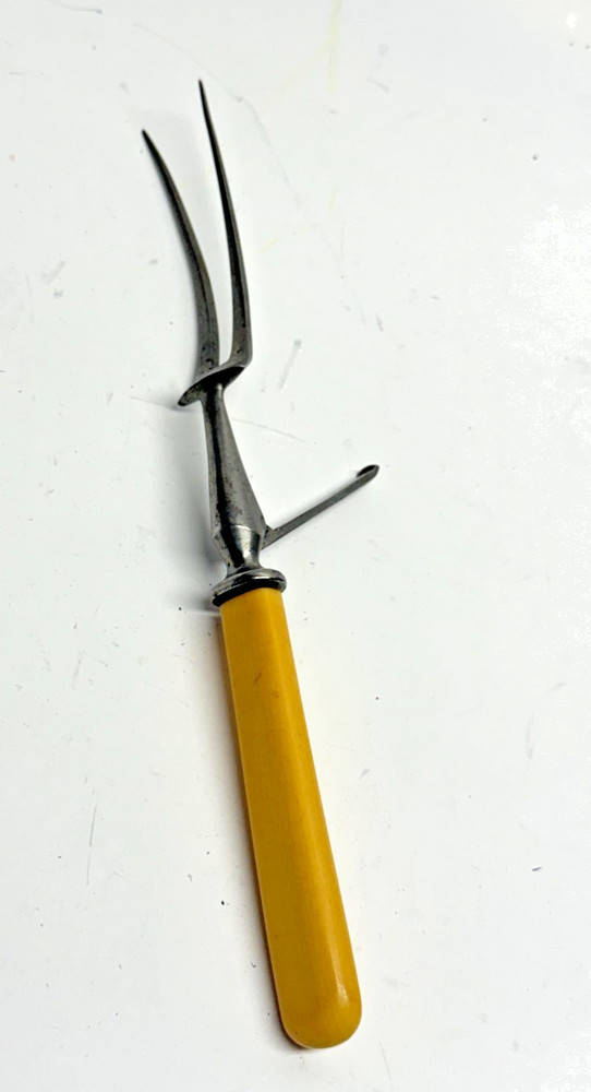 Vintage '20's Kickstand Serving Fork with Trim & Bakelite Handle 10"