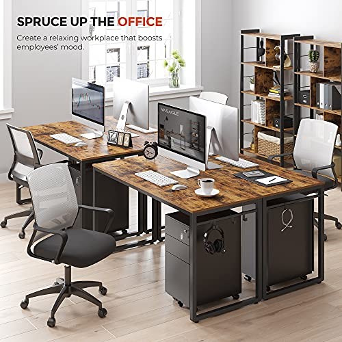 Computer Desk, Office Desk with 8 Hooks, for Study, 47.2-Inch Rustic Brown
