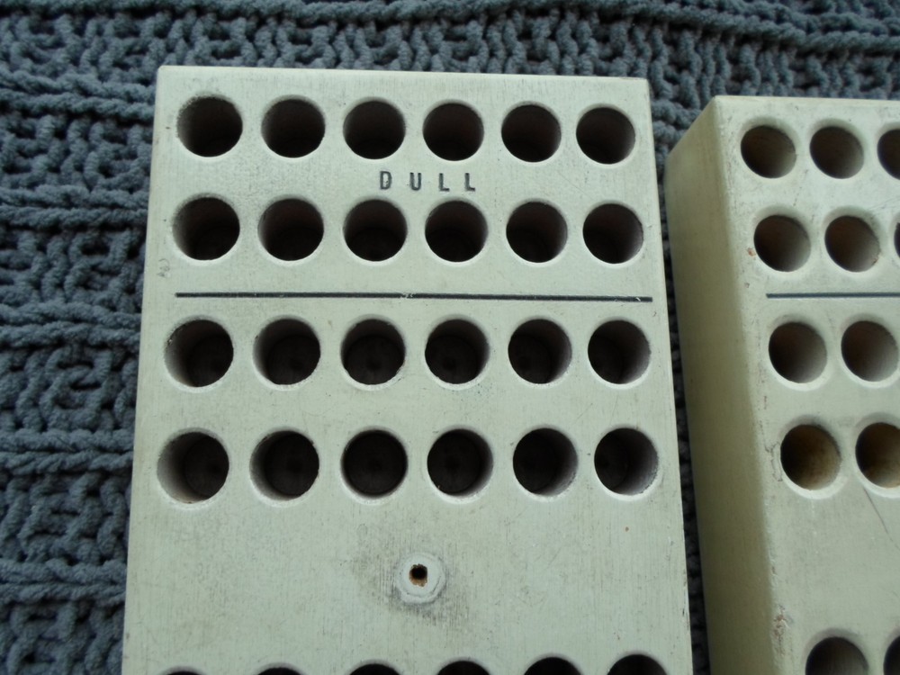 (2) wooden blocks - shell HOLDERS - casing RACKS - cartridge TRAYS - reloading