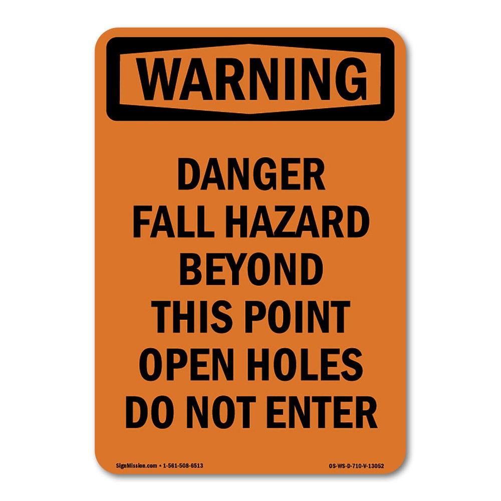 Danger Fall Hazard Beyond This ANSI Warning Sign Metal Plastic Decal
