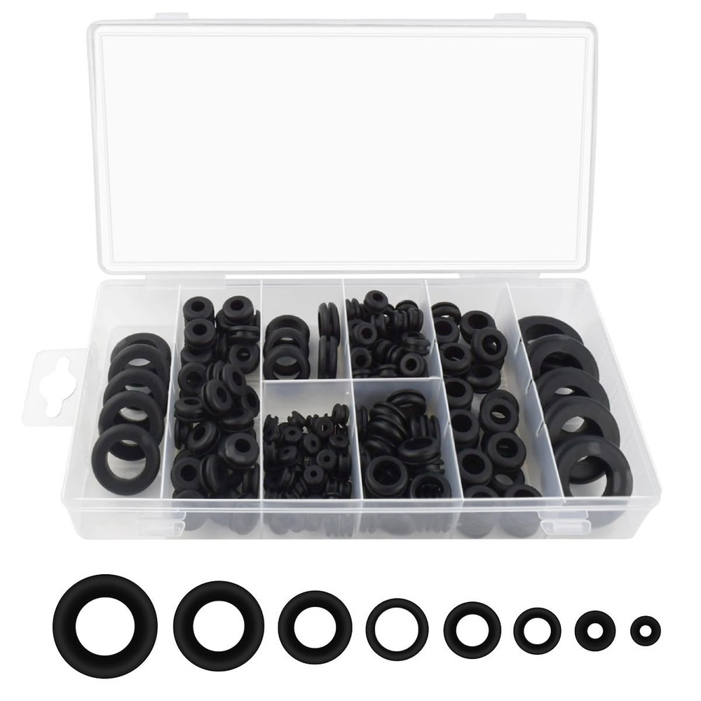 180 Pcs Assorted Rubber Grommet Kit Assortment Sizes 7/8"...