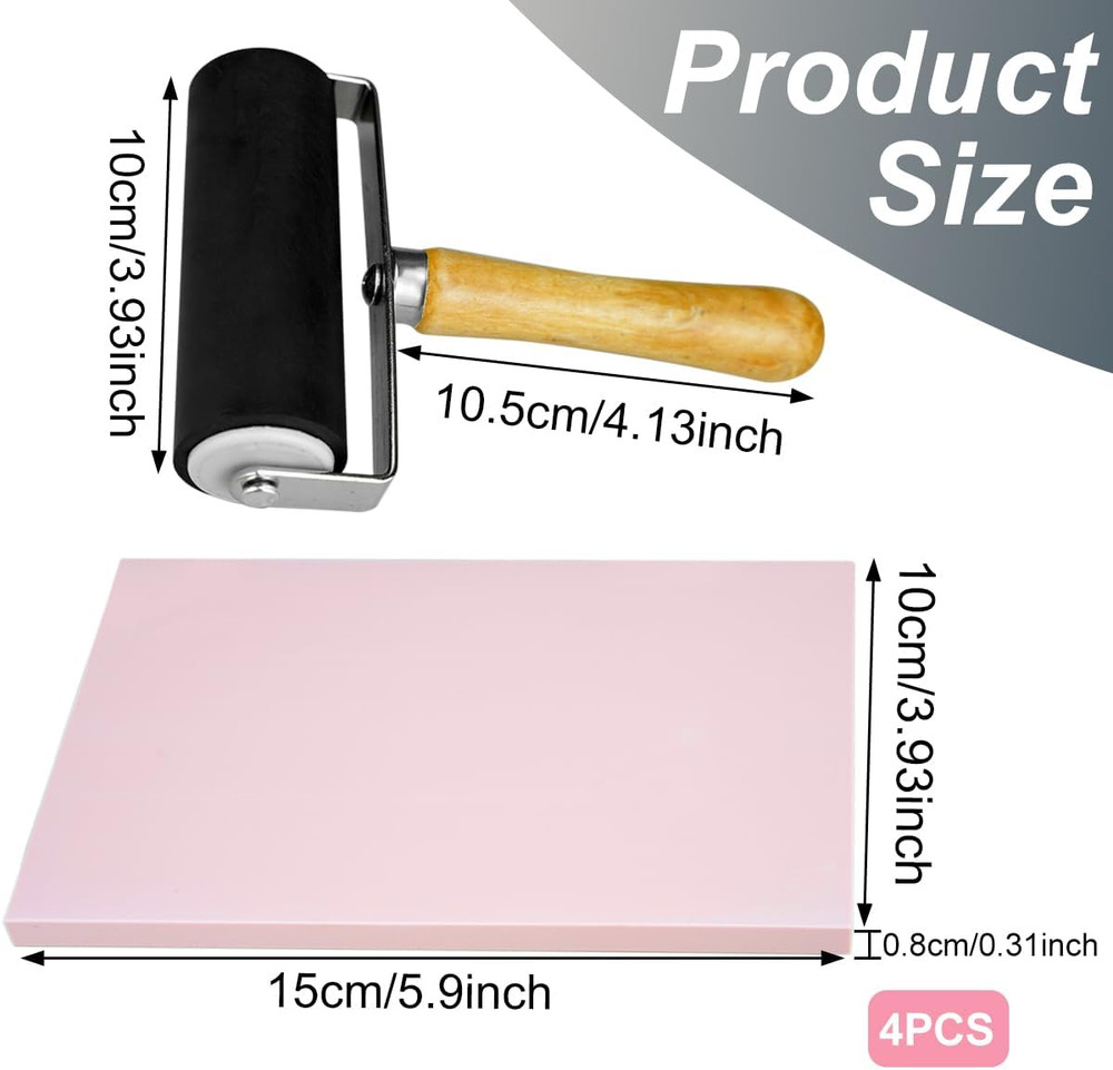 4 Pcs Rubber Carving Linoleum Blocks, Rectangular Rubber Stamp Carving Blocks...