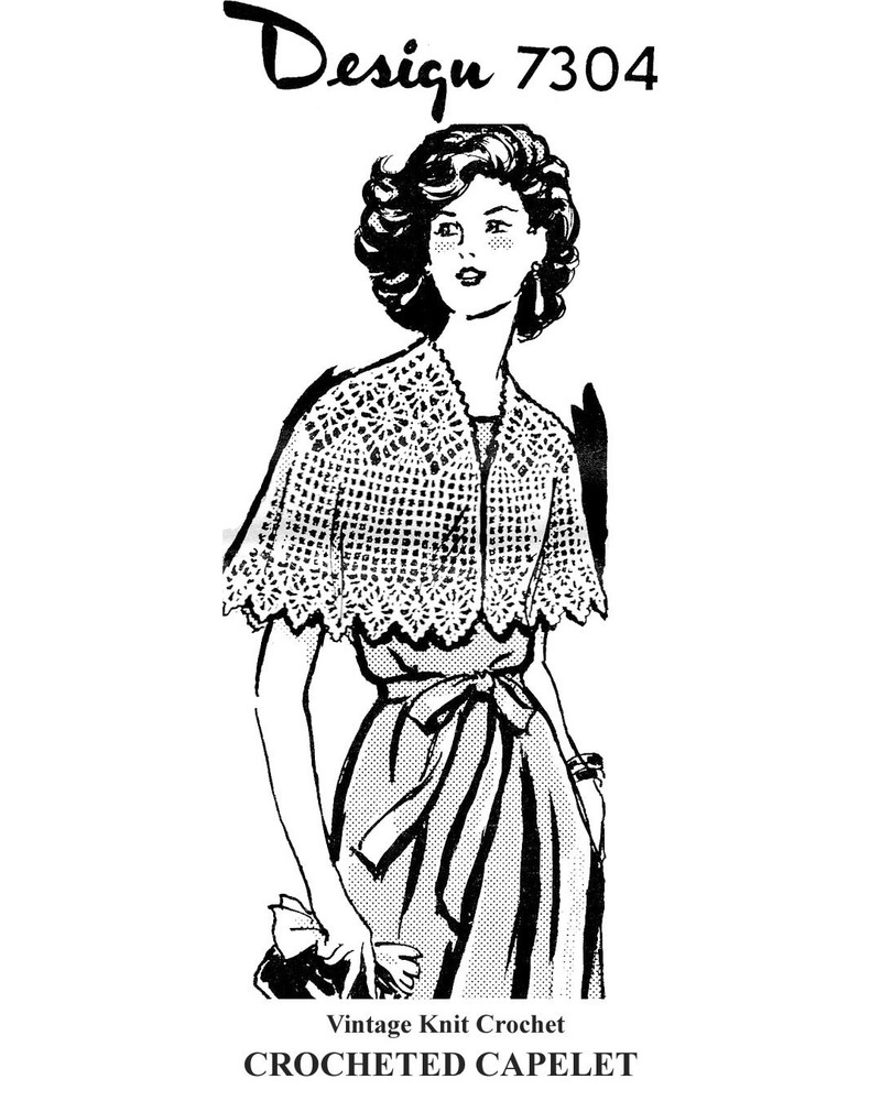 Vtg Crochet Spiderweb Capelet Pattern, Mail Order Design 7304 AB